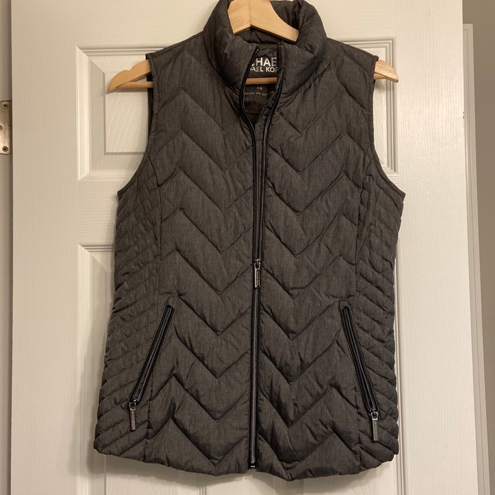 MICHAEL Michael Kors Down Fill Dark Grey Vest